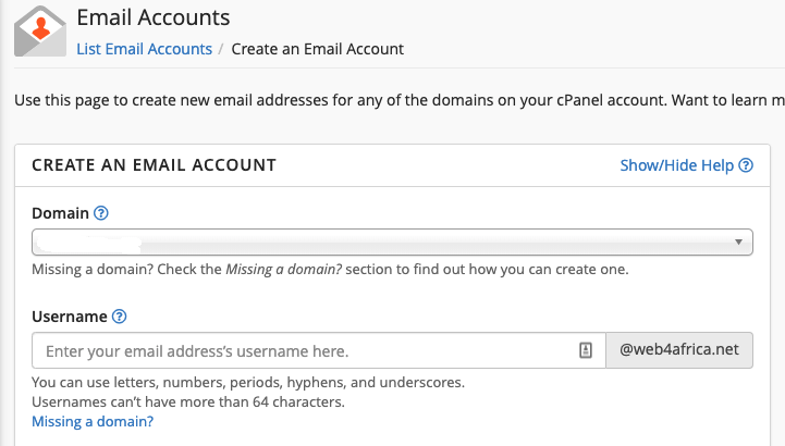 Create Email Accounts